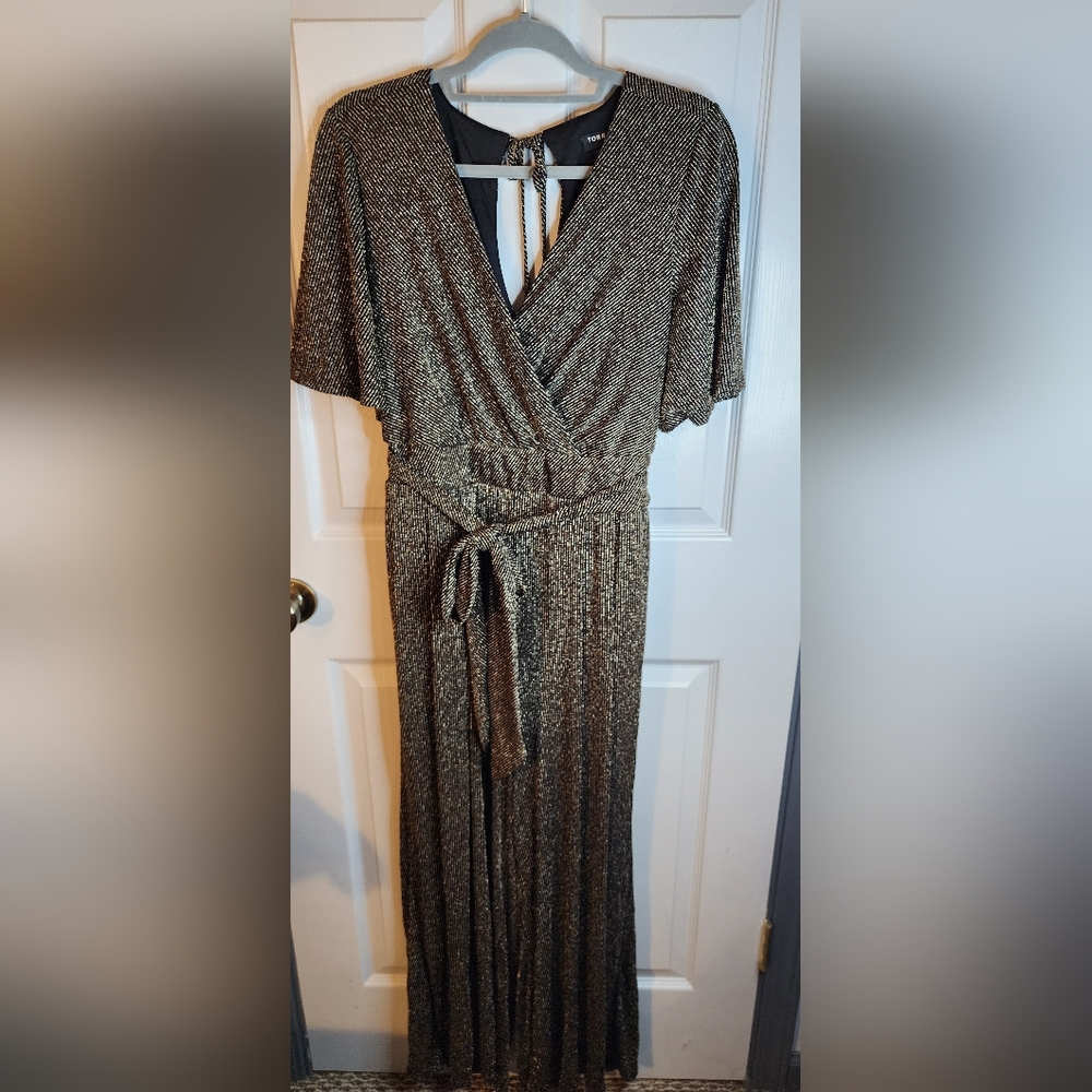 Torrid Black And Gold Jumpsuit with Tie Waist